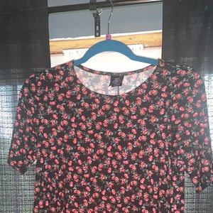XXS/medium black dress with rose pattern.